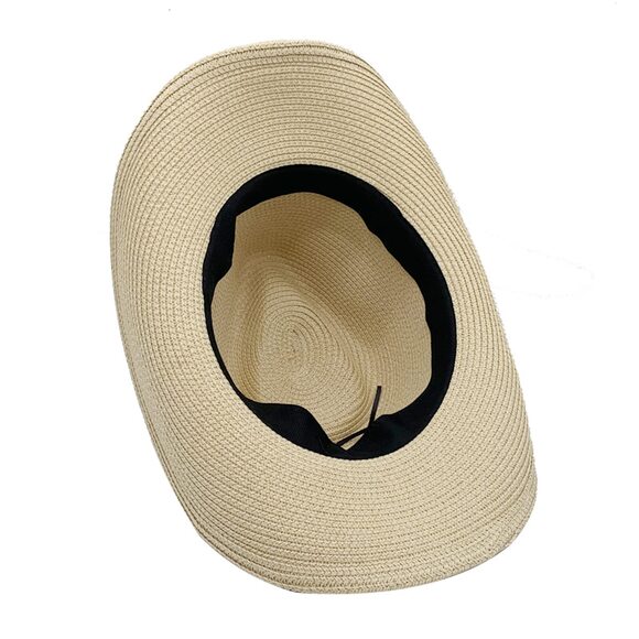1394 Western Straw Cowboy Hat For Women Beach Sun Men Wide Brim Fedora